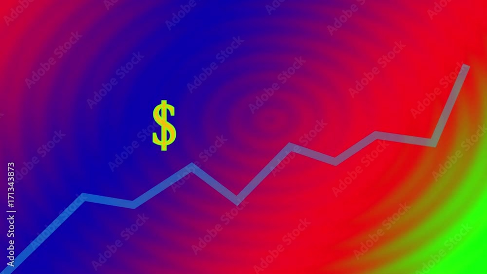 An animation of a dollar sign moving upward on a line graph. An animation of a dollar sign moving upward on a line graph.