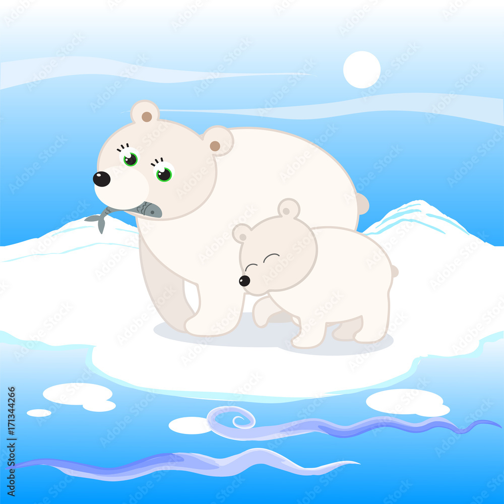 Polar bear family vector