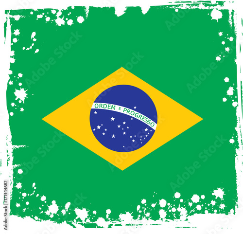 Abstract Brazil Flag, Brazilian Colors (Vector Art)