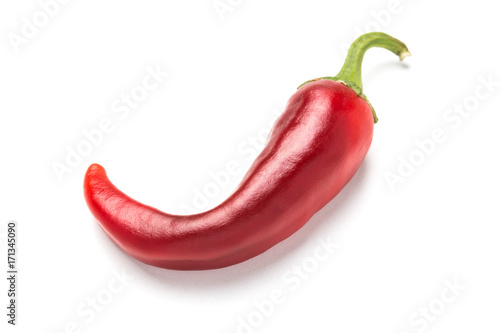 Chili pepper red hot bitter on a white background.