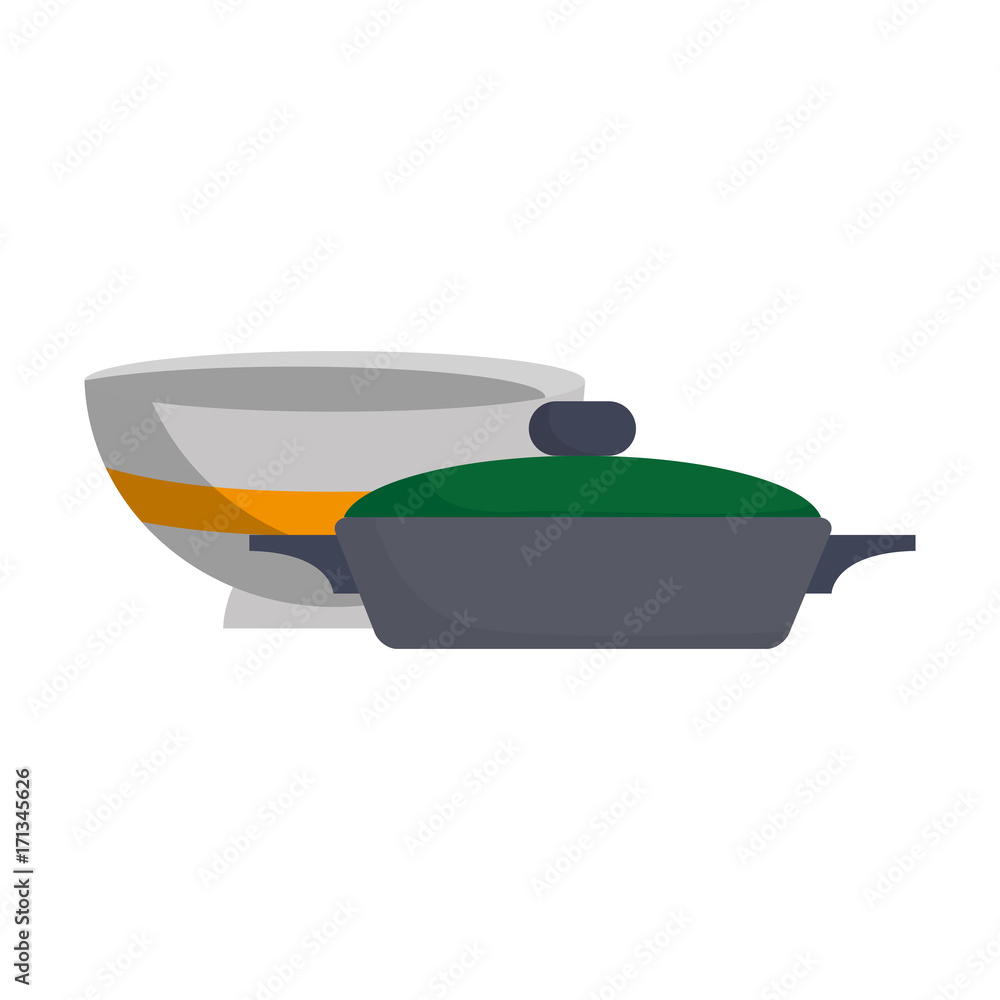 pan and bowl icon over white background vector illustration pan and bowl icon over white background vector illustration