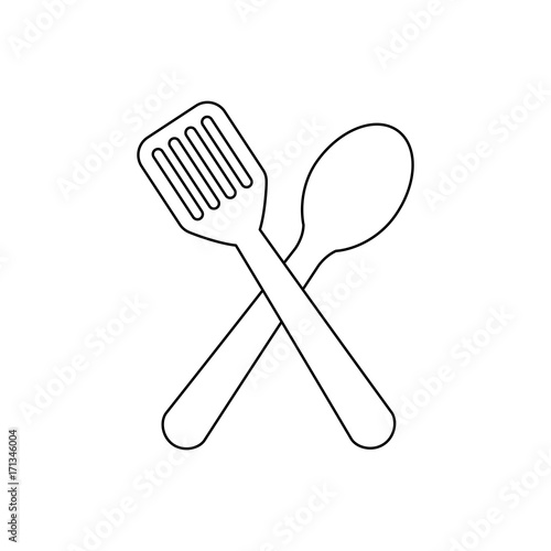 spoon and spatula icon over white background vector illustration