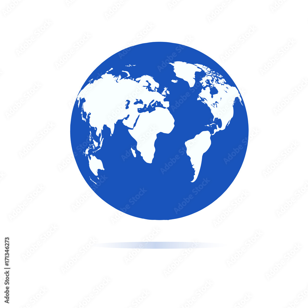 Cartoon earth planet globe illustration in cartoon style. Global map geography travel