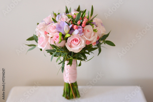 gentle pink bouquet of the bride © OlgaChan
