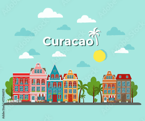Curacao island vector illustration. Flat design