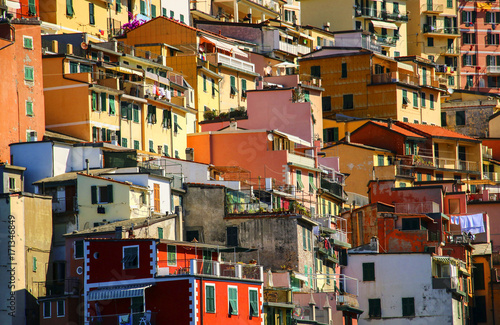 view of Riomaggiore, Cinque Terre national park, Liguria, Italy