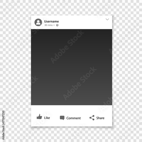 Social network photo frame for friends internet sharing. Vector template