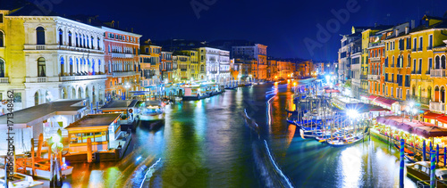 View of the Grand Canal in Venice at night