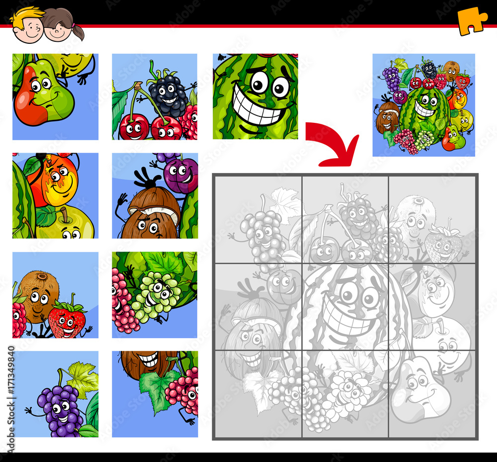 jigsaw puzzles with fruits characters