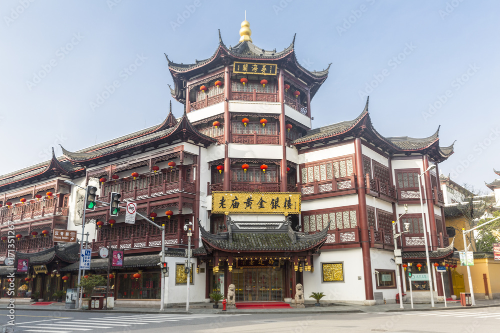 SHANGHAI, CHINA - APRIL 04, 2016: Restored old city of Shanghai SHANGHAI, CHINA - APRIL 04, 2016: Restored old city of Shanghai