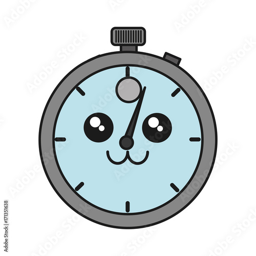 kawaii chronometer icon over white background vector illustration