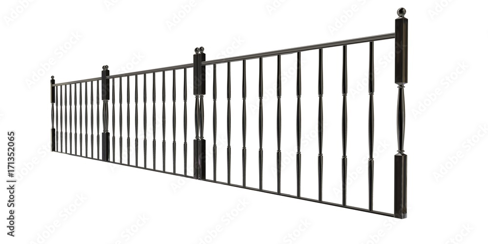 3d rendering of a metalic stair rail isolated on a white background 3d rendering of a metalic stair rail isolated on a white background