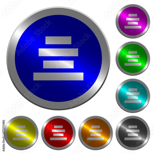 Text align center luminous coin-like round color buttons