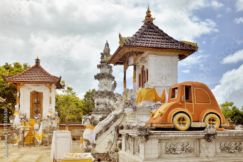 Pura Paluang or Car Temple on Nusa Penida island, Bali, Indonesia. The Paluang temple is famous for two unique sacred sculptures shaped like a car photo