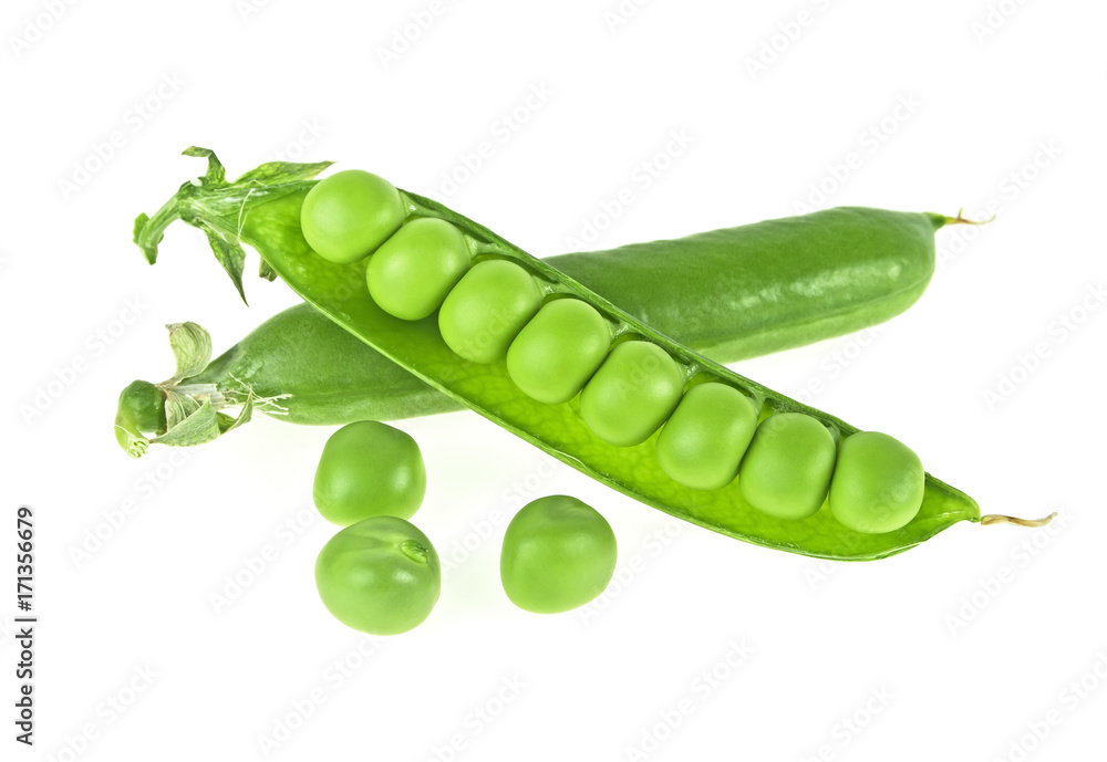 Fresh green peas isolated on a white background Fresh green peas isolated on a white background