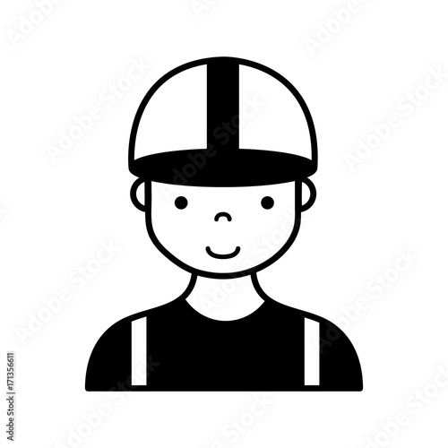 contour profesional man worker with cap and clothes vector illustration