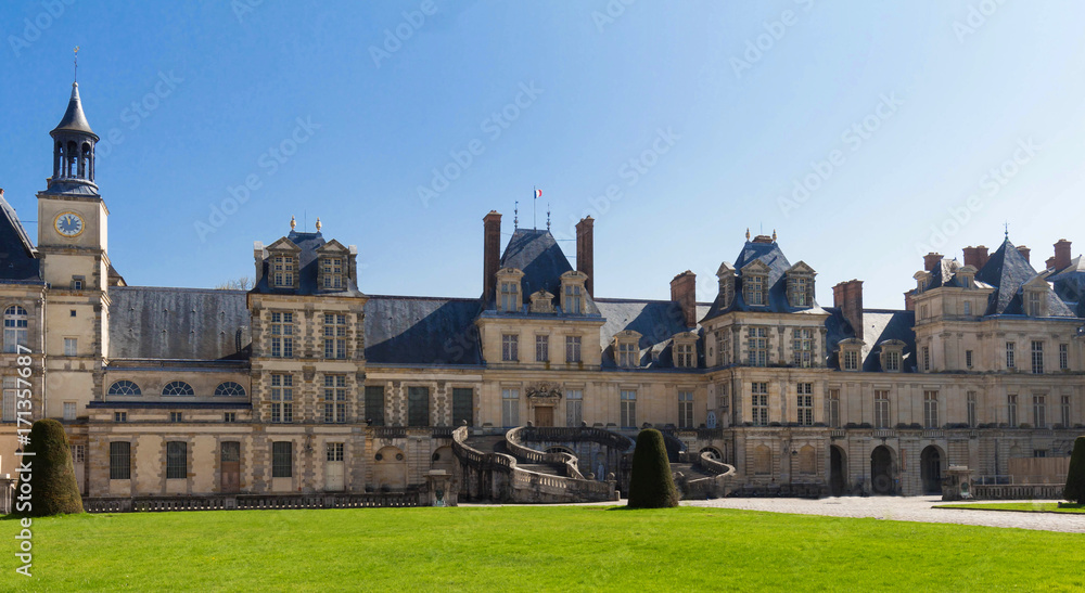 The famous Royal Fontainebleau castle, France