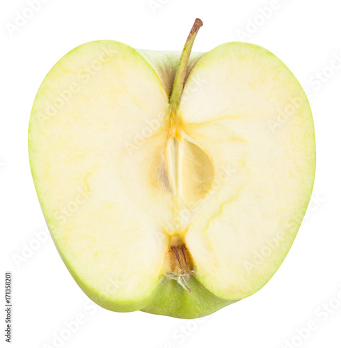 sliced green apple path isolated