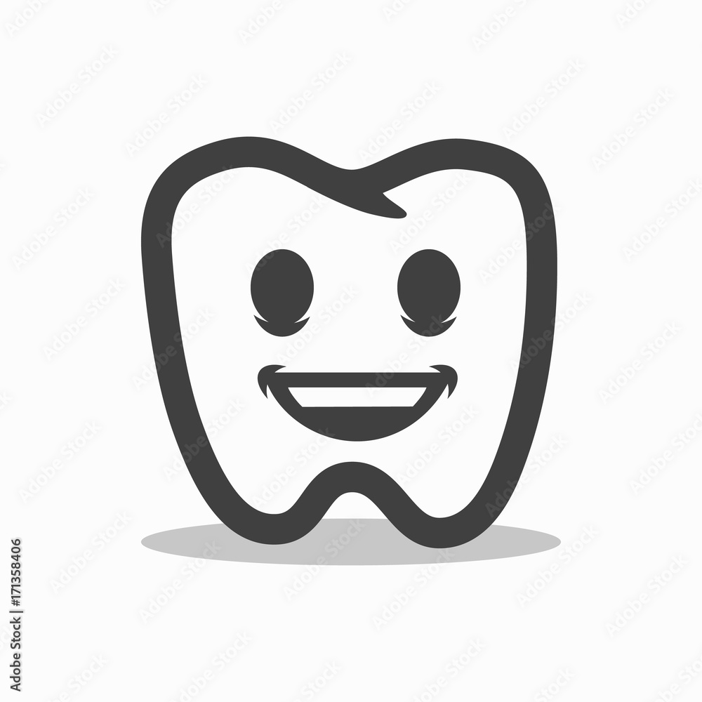 Smiling outline tooth icon. Modern design. Smiling outline tooth icon. Modern design.