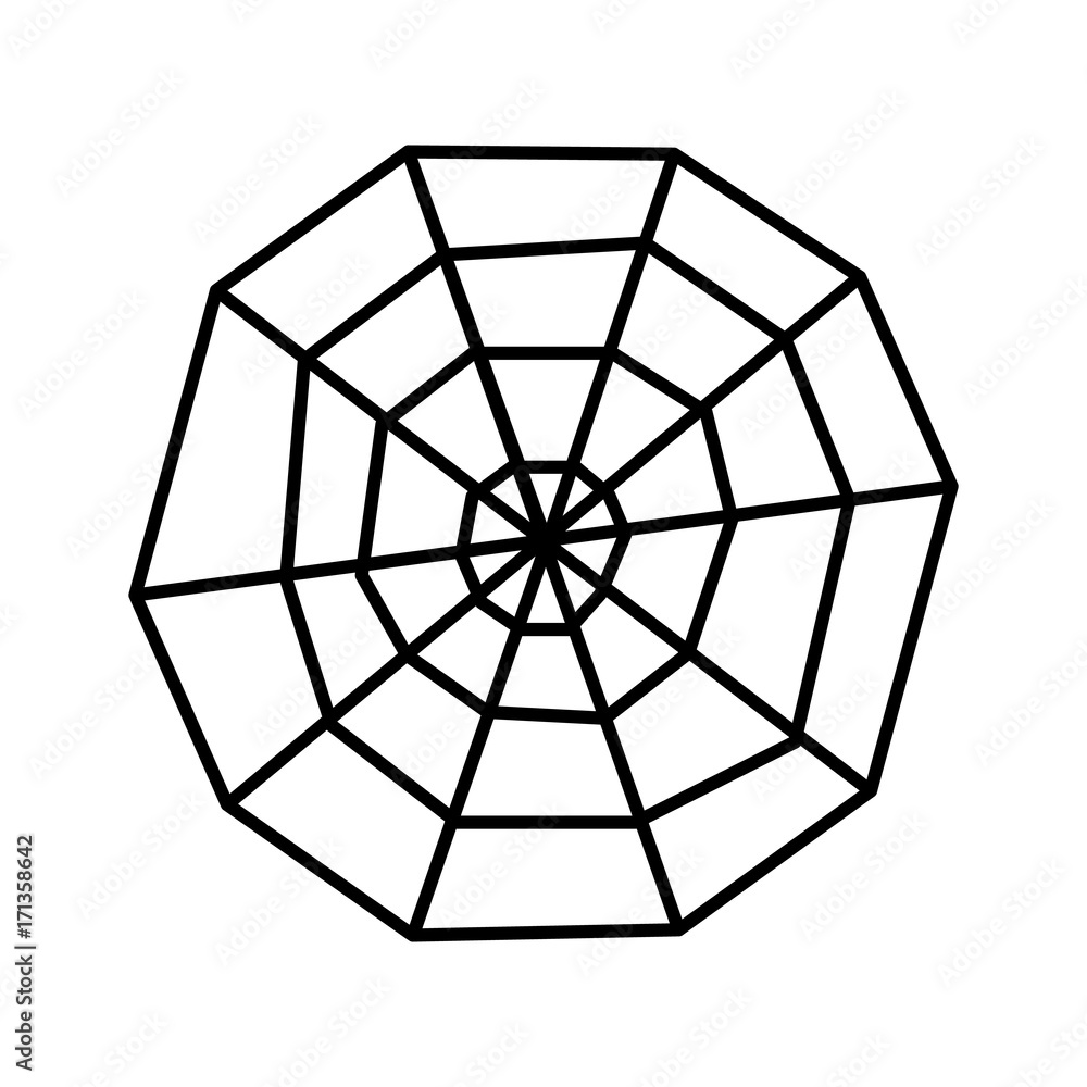 Obraz premium Creepy spider web over white background icon halloween. Flat design Vector Illustration