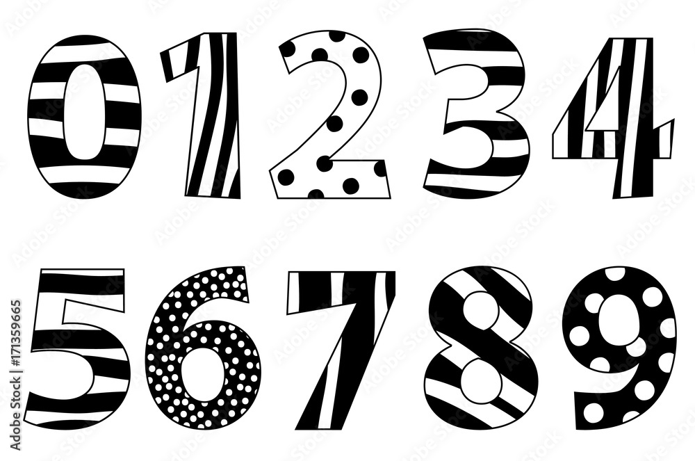 Nice black and white numbers set