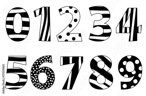 Obraz na płótnie Nice black and white numbers set w salonie