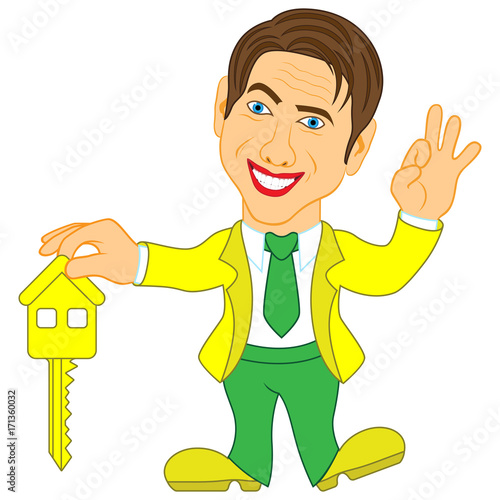 Men holds a key for house