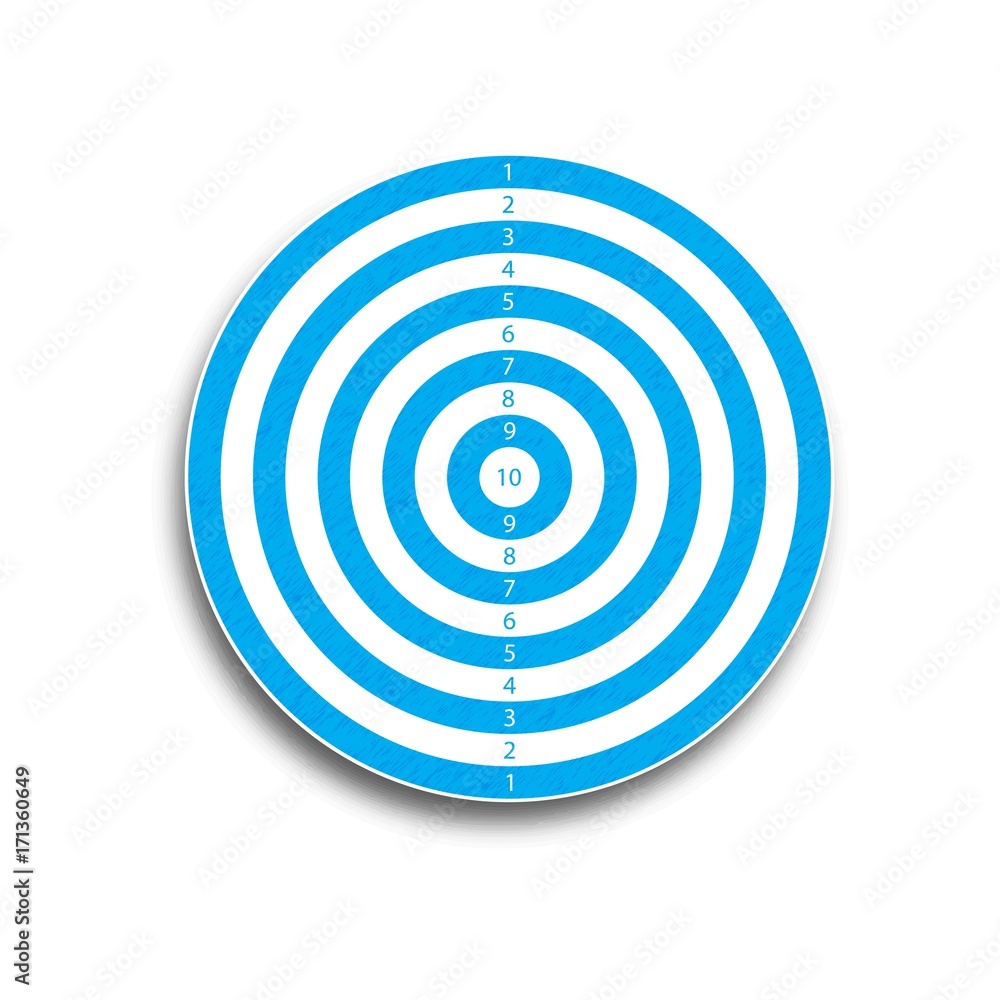 The target is 10 points, blue, illustration The target is 10 points, blue, illustration
