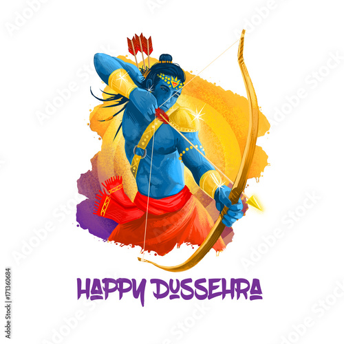 Fotografie Digital art illustration for indian holiday Vijayadashami