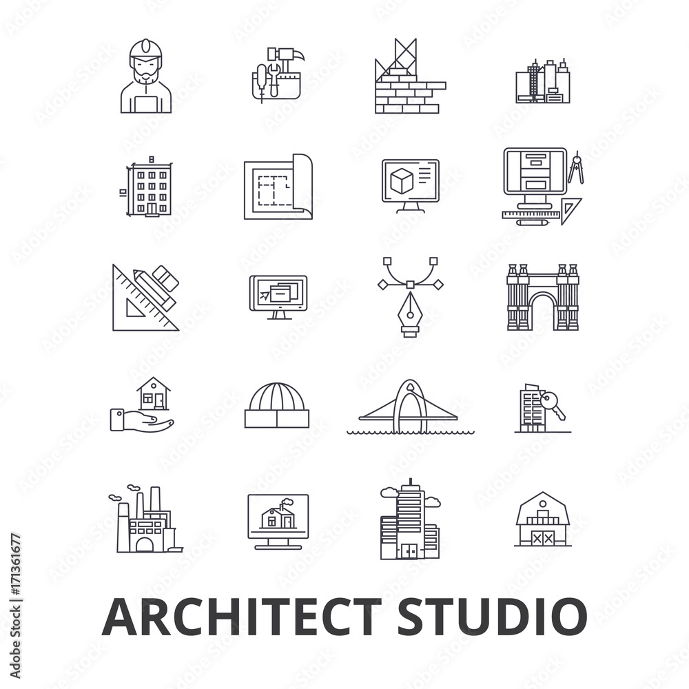 Architect studio, house plan, building, construction, design ...