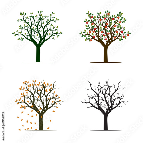 For Season Trees. Vector Illustration.