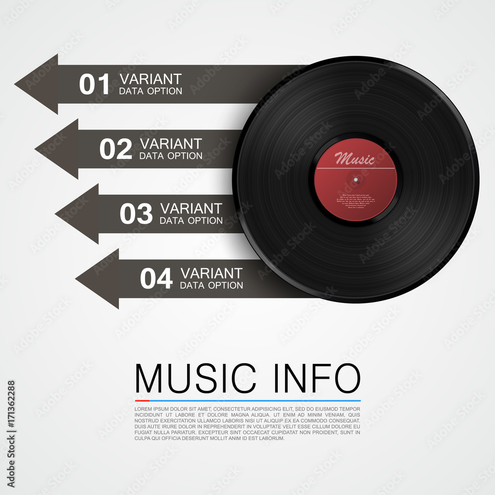 Abstract music info. Vinyl disk. Vector illustration Abstract music info. Vinyl disk. Vector illustration