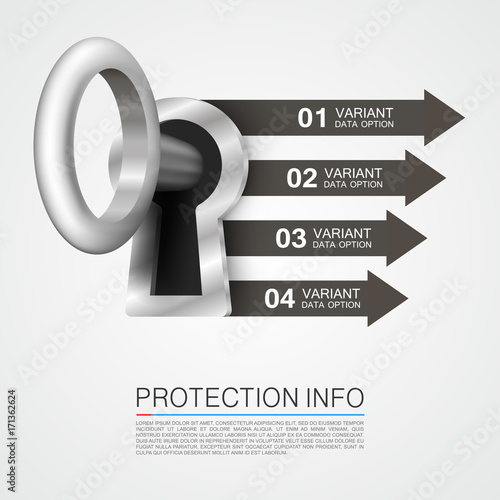 Protection info art key banner. Vector illustration