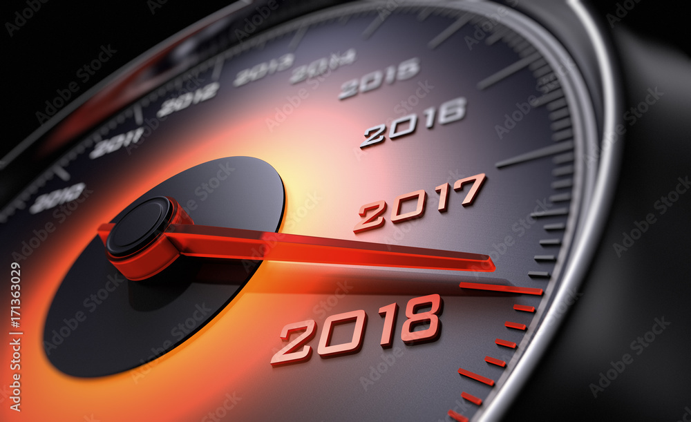 Fototapeta premium Tachometer 2018 orange leuchtend