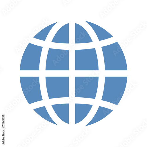 Earth icon placed on white