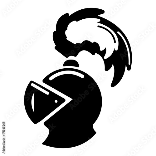 Warrior knight helmet icon, simple style