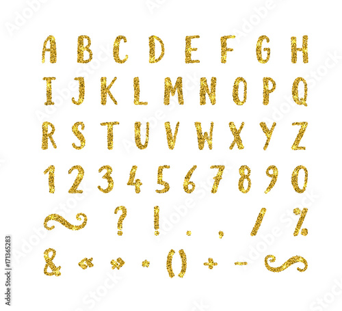 Handwritten font with punctuation marks