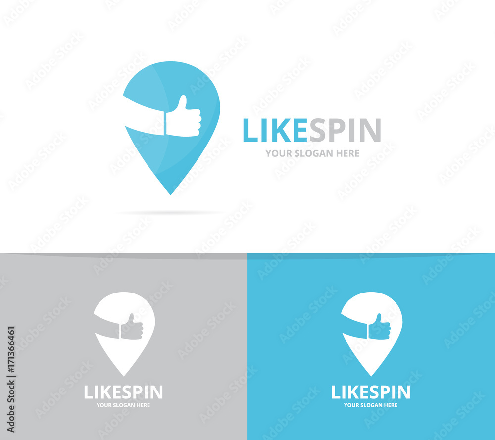 Vector of map pointer and like logo combination. GPS locator and best symbol or icon. Unique pin and hands logotype design template. Vector of map pointer and like logo combination. GPS locator and best symbol or icon. Unique pin and hands logotype design template.