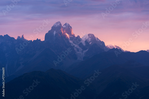 Mount Ushba at dawn, Svaneti photo