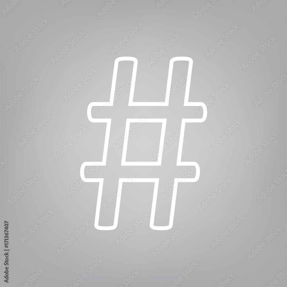 Obraz premium white hashtag icon- vector illustration