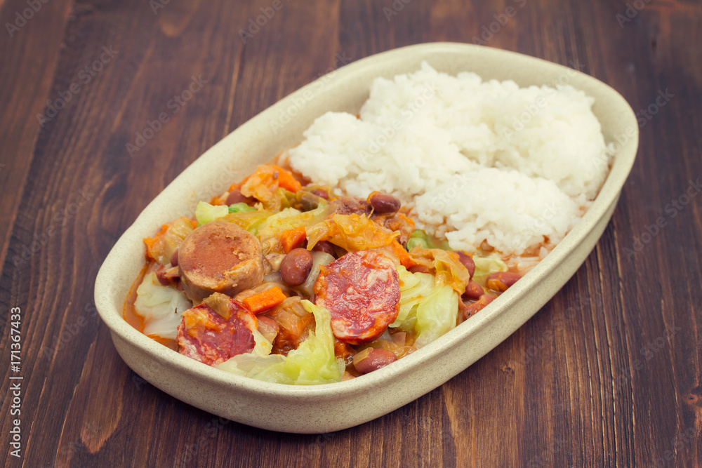 typical portuguese dish feijoada on dish typical portuguese dish feijoada on dish