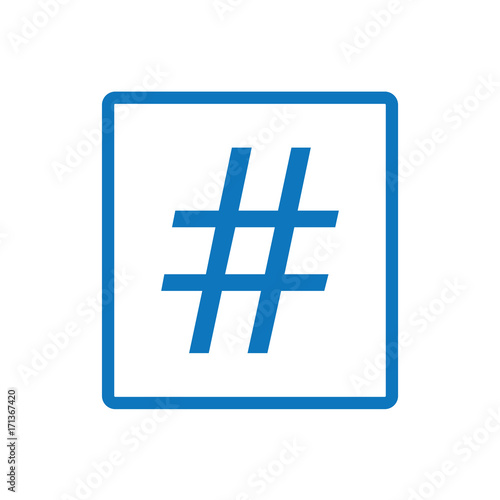 blue hashtag icon- vector illustration