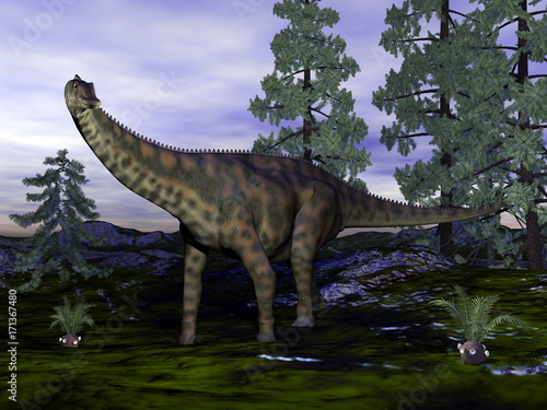 Fototapeta Naklejka Na Ścianę i Meble -  Spinophorosaurus dinosaur - 3D render