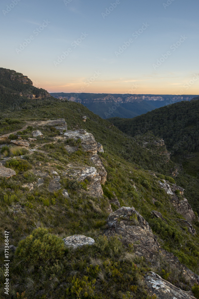 australia blue mountains grand canyon at sunset with colorful sky