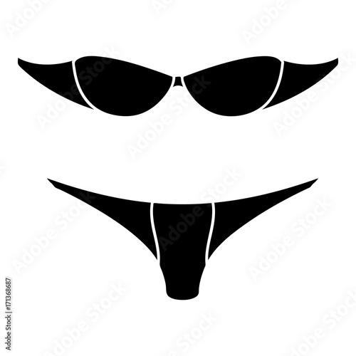 Retro bikini icon, simple black style