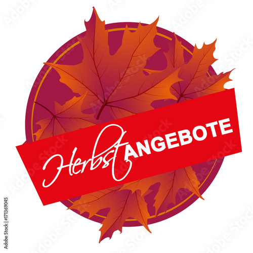 Button mit Herbstlaub - Herbstangebote