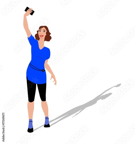 illustrazione di donna che si fa una foto con il telefono