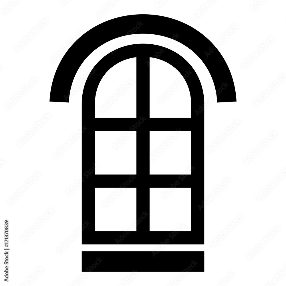 Semicircular window frame icon, simple black style Semicircular window frame icon, simple black style