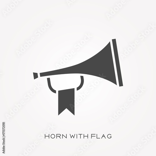 Silhouette icon horn with flag