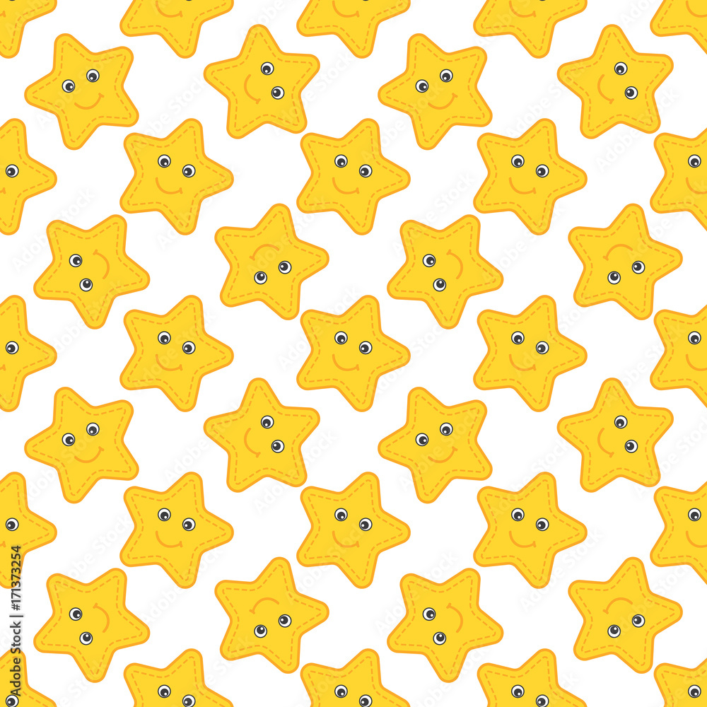 Vector Seamless Pattern with Cartoon Stars Vector Seamless Pattern with Cartoon Stars